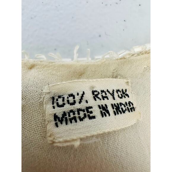 VTG Megere White Sequin Beaded Dress M Long Sleeve Ruffle Hem Formal Wedding - Picture 9 of 10